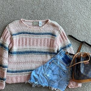 Vintage Liz Claiborne Women's Pullover Cable Knit by hand Sweater medium silk